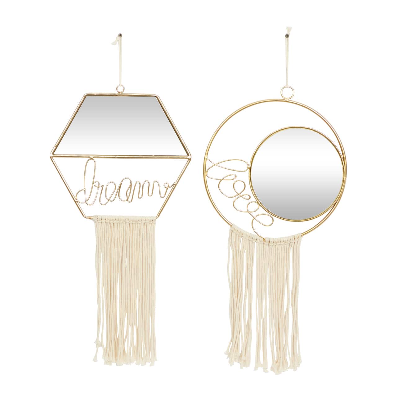 Gold Metal Contemporary Hanging Wall Mirrors Set